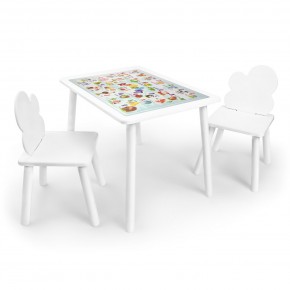 Детский комплект стол и два стула Облачко Rolti Baby с накладкой Алфавит (белая столешница/белое сиденье/белые ножки) в Невьянске - nevyansk.ok-mebel.com | фото