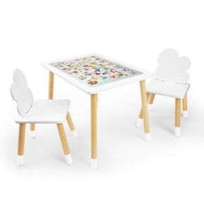 Детский комплект стол и два стула Облачко Rolti Baby с накладкой Алфавит (белая столешница/белое сиденье/береза ножки) в Невьянске - nevyansk.ok-mebel.com | фото