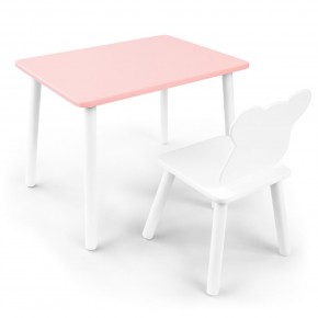 Детский комплект стол и стул «Мишка» Rolti Baby (розовый/белый, массив березы/мдф) в Невьянске - nevyansk.ok-mebel.com | фото