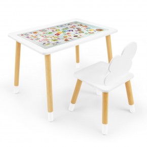 Детский комплект стол и стул Облачко Rolti Baby с накладкой Алфавит (белая столешница/белое сиденье/береза ножки) в Невьянске - nevyansk.ok-mebel.com | фото