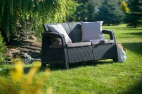 Диван пластиковый Корфу (Corfu love seat) графит в Невьянске - nevyansk.ok-mebel.com | фото 2