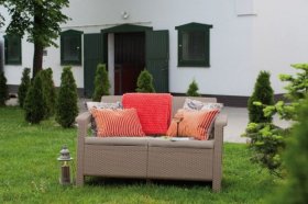 Диван пластиковый Корфу (Corfu love seat) капучино - песок в Невьянске - nevyansk.ok-mebel.com | фото 3