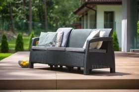 Диван пластиковый Корфу Макс (Corfu love seat max) графит в Невьянске - nevyansk.ok-mebel.com | фото 3