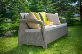 Диван пластиковый Корфу Макс (Corfu love seat max) капучино - песок в Невьянске - nevyansk.ok-mebel.com | фото 3