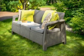 Диван пластиковый Корфу Макс (Corfu love seat max) капучино - песок в Невьянске - nevyansk.ok-mebel.com | фото 4