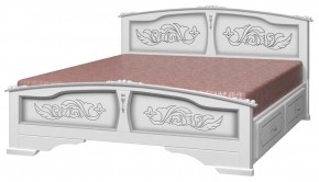 ЕЛЕНА Кровать из массива 1400 (Белый жемчуг) с 2-мя ящиками в Невьянске - nevyansk.ok-mebel.com | фото