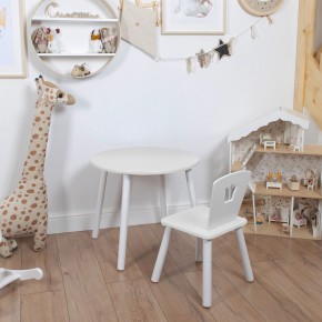Комплект детский стол КРУГЛЫЙ и стул КОРОНА ROLTI Baby (белая столешница/белое сиденье/белые ножки) в Невьянске - nevyansk.ok-mebel.com | фото