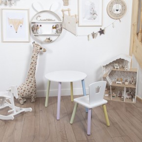 Комплект детский стол КРУГЛЫЙ и стул КОРОНА ROLTI Baby (белая столешница/белое сиденье/цветные ножки) в Невьянске - nevyansk.ok-mebel.com | фото