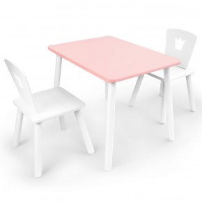 Комплект детской мебели стол и два стула Корона  (Розовый/Белый/Белый) в Невьянске - nevyansk.ok-mebel.com | фото 1