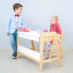 Комплект детской мебели уголок школьника 38 попугаев ( стол и стул «Kids»  комбо-белый, полки Домик белый, аква, мокко) растущий для роста 100-130 см, 3-10 лет в Невьянске - nevyansk.ok-mebel.com | фото