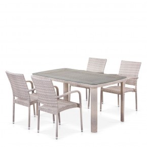 Комплект плетеной мебели T256C/Y376C-W85 Latte (4+1) + подушки на стульях в Невьянске - nevyansk.ok-mebel.com | фото