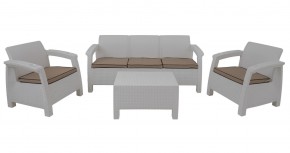 Комплект уличной мебели Yalta Premium Terrace Triple Set (Ялта) белый (+подушки под спину) в Невьянске - nevyansk.ok-mebel.com | фото