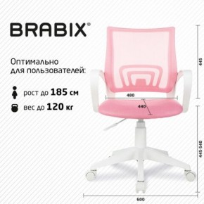 Кресло BRABIX "Fly MG-396W", с подлокотниками, пластик белый, сетка, розовое, 533008 в Невьянске - nevyansk.ok-mebel.com | фото 5