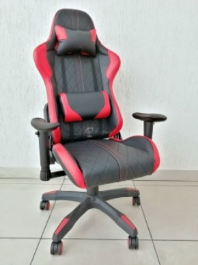 Кресло геймерское Barneo K-52 (черная экокожа красные вставки) в Невьянске - nevyansk.ok-mebel.com | фото