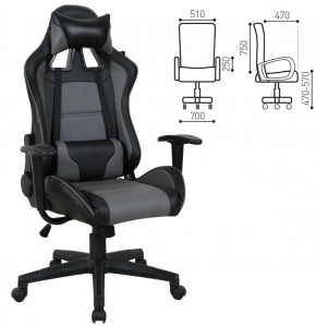Кресло компьютерное BRABIX "GT Racer GM-100" (черное/серое) 531926 в Невьянске - nevyansk.ok-mebel.com | фото 2