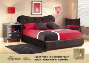 Кровать 1400 Феодосия со стразами в к/з "Классик 307 коричневый" серия Норма (+основание на опорах) в Невьянске - nevyansk.ok-mebel.com | фото