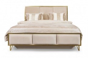 Кровать Lara 1600 с мягким изголовьем + основание (белый глянец) в Невьянске - nevyansk.ok-mebel.com | фото 1