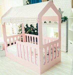 Кровать-домик без ящика 800*1600 (Розовый) в Невьянске - nevyansk.ok-mebel.com | фото 1