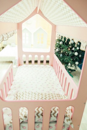 Кровать-домик без ящика 800*1600 (Розовый) в Невьянске - nevyansk.ok-mebel.com | фото 3