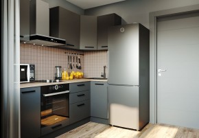 Кухня угловая Антрацит 2200х1000 (Стол. 38мм) в Невьянске - nevyansk.ok-mebel.com | фото