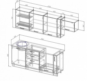 Кухонный гарнитур Антрацит 2550 (Стол. 26мм) в Невьянске - nevyansk.ok-mebel.com | фото 2