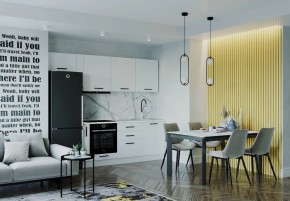 Кухонный гарнитур Белый Глянец 2550 (Стол. 38мм) в Невьянске - nevyansk.ok-mebel.com | фото