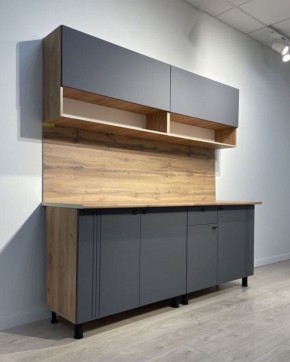 Кухонный гарнитур «Монако» 2.0 м Серия 2 МДФ с фрезеровкой (Дуб Золотой/Графит) в Невьянске - nevyansk.ok-mebel.com | фото 4