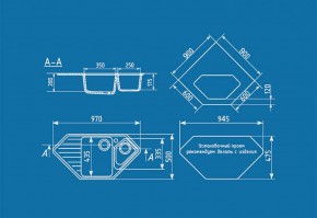 Мойка кухонная ULGRAN U-409 (970*500) в Невьянске - nevyansk.ok-mebel.com | фото 2