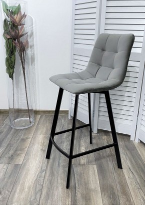 Полубарный стул CHILLI-QB SQUARE светло-серый #26, велюр / черный каркас (H=66cm) М-City в Невьянске - nevyansk.ok-mebel.com | фото 2