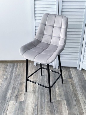 Полубарный стул ХОФМАН, цвет H-09 Светло-серый, велюр / черный каркас H=63cm М-City в Невьянске - nevyansk.ok-mebel.com | фото 4