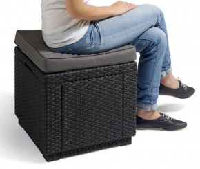 Пуфик Куб с подушкой (Cube with cushion) коричневый - серо-бежевый* в Невьянске - nevyansk.ok-mebel.com | фото 2