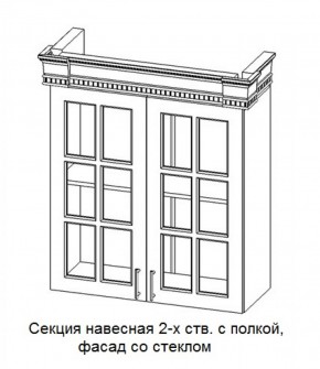 Секция навесная 2-х ств. с полкой "Верона", фасад со стеклом (800) в Невьянске - nevyansk.ok-mebel.com | фото