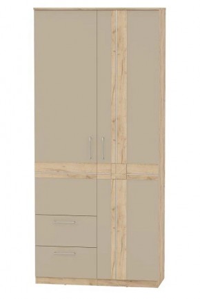 Шкаф 2-х дверный с ящиками ПРЕЗЕНТ 4-4819 (Дуб Крафт Золотой/Капучино/Дуб Мадейра) в Невьянске - nevyansk.ok-mebel.com | фото