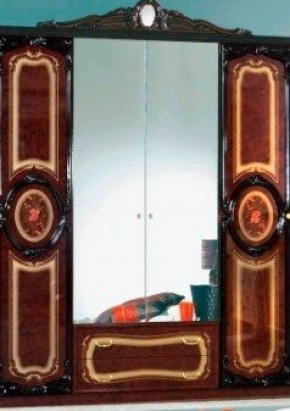 Шкаф 4-х дверный с зеркалами (01.144) Роза (могано) в Невьянске - nevyansk.ok-mebel.com | фото