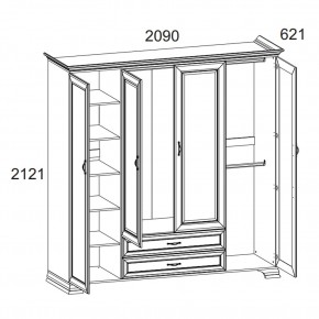 Шкаф 4D2S Z, TIFFANY, цвет вудлайн кремовый в Невьянске - nevyansk.ok-mebel.com | фото 2