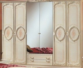 Шкаф 6-и дверный с зеркалами (01.146) Роза (беж) в Невьянске - nevyansk.ok-mebel.com | фото