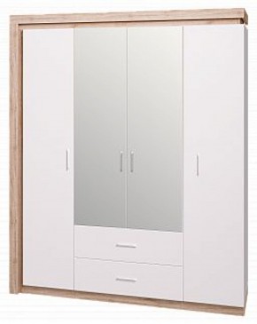 Шкаф для одежды с ящиками 4-х створчатый с зеркалом Люмен 16 в Невьянске - nevyansk.ok-mebel.com | фото