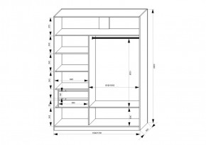 Шкаф-купе 1500 серии NEW CLASSIC K2+K2+B2+PL2(2 ящика+1 штанга+1 полка) профиль «Капучино» в Невьянске - nevyansk.ok-mebel.com | фото 3