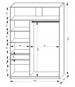 Шкаф-купе 1600 серии SOFT D1+D3+B2+PL1 (2 ящика+1штанга) профиль «Графит» в Невьянске - nevyansk.ok-mebel.com | фото 3