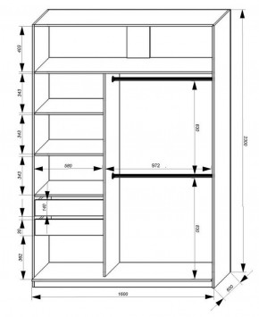 Шкаф-купе 1600 серии SOFT D8+D2+B2+PL4 (2 ящика+F обр.штанга) профиль «Графит» в Невьянске - nevyansk.ok-mebel.com | фото 2