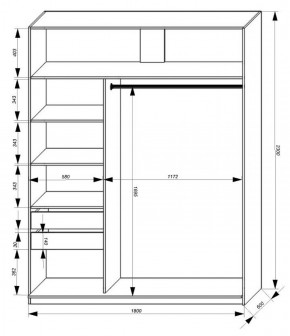 Шкаф-купе 1800 серии SOFT D1+D3+B2+PL1 (2 ящика+1штанга) профиль «Графит» в Невьянске - nevyansk.ok-mebel.com | фото 3