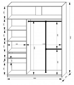 Шкаф-купе 1800 серии SOFT D8+D2+B2+PL4 (2 ящика+F обр.штанга) профиль «Графит» в Невьянске - nevyansk.ok-mebel.com | фото 3