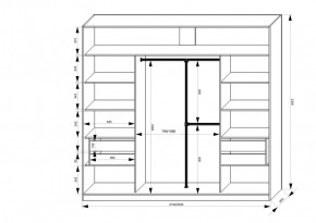 Шкаф-купе 2150 серии NEW CLASSIC K4+K4+K4+B22+PL4(по 2 ящика лев/прав+F обр.штанга) профиль «Капучино» в Невьянске - nevyansk.ok-mebel.com | фото 3