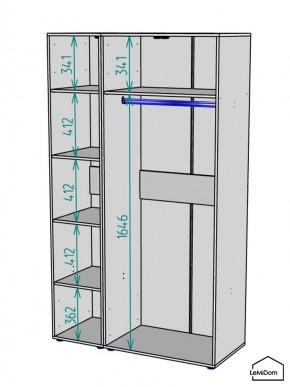 Шкаф Linnea MHR-3-1 2050х1200х510 (Графит-М 11.1.25) в Невьянске - nevyansk.ok-mebel.com | фото 3