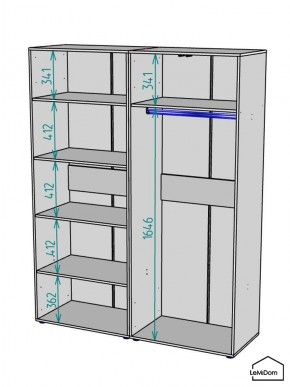 Шкаф Linnea MHR-4-1 2050х1600х510 (Графит-М 11.1.25) в Невьянске - nevyansk.ok-mebel.com | фото 3
