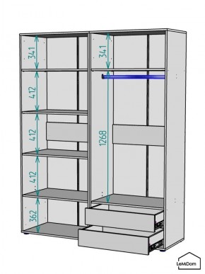Шкаф Linnea MHR-4-2 2050х1600х510 (ДВ-М 11.1.25) в Невьянске - nevyansk.ok-mebel.com | фото 3