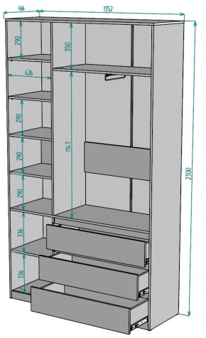 Шкаф Мальта H204 в Невьянске - nevyansk.ok-mebel.com | фото 2