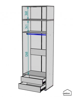 Шкаф с антресолью Linnea MHR-2A-3 2450х800х510 (Графит-М 11.1.25) в Невьянске - nevyansk.ok-mebel.com | фото 3
