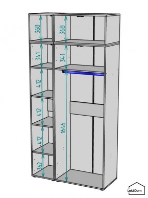 Шкаф с антресолью Linnea MHR-3A-1 2450х1200х510 (Графит-М 11.1.25) в Невьянске - nevyansk.ok-mebel.com | фото 3