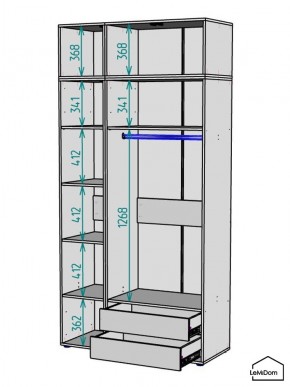 Шкаф с антресолью Linnea MHR-3POA-2 2450х1200х510 (Белый-М 11.1.2) в Невьянске - nevyansk.ok-mebel.com | фото 3